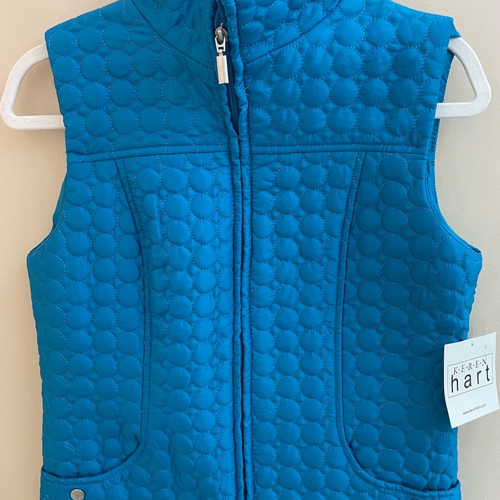Blue Turquoise Quilted Keren Hart Vest SZ S